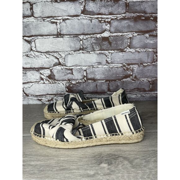 Soludos Striped Espadrille Bow Blue Cream Nautical Shoes Women’s Sz 9M US/39.5EU - Picture 1 of 16